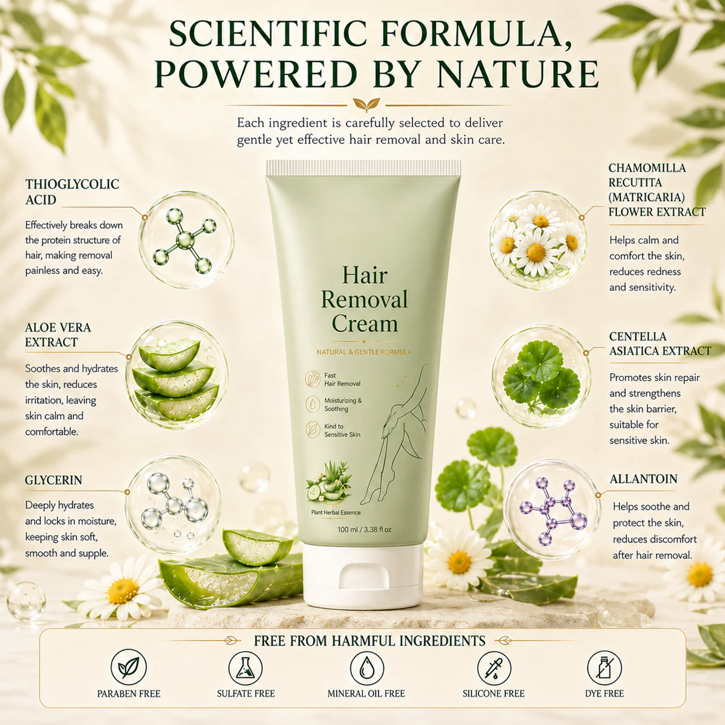 Natural Gentle Hair Removal Cream
