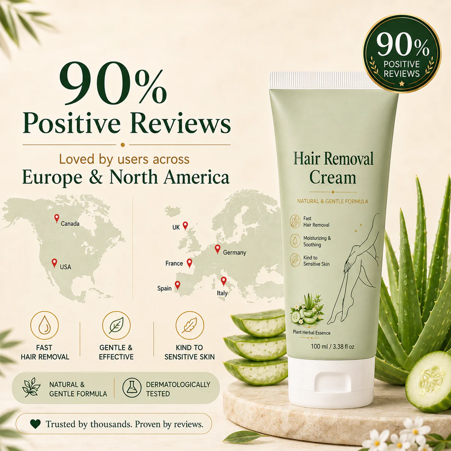 Natural Gentle Hair Removal Cream